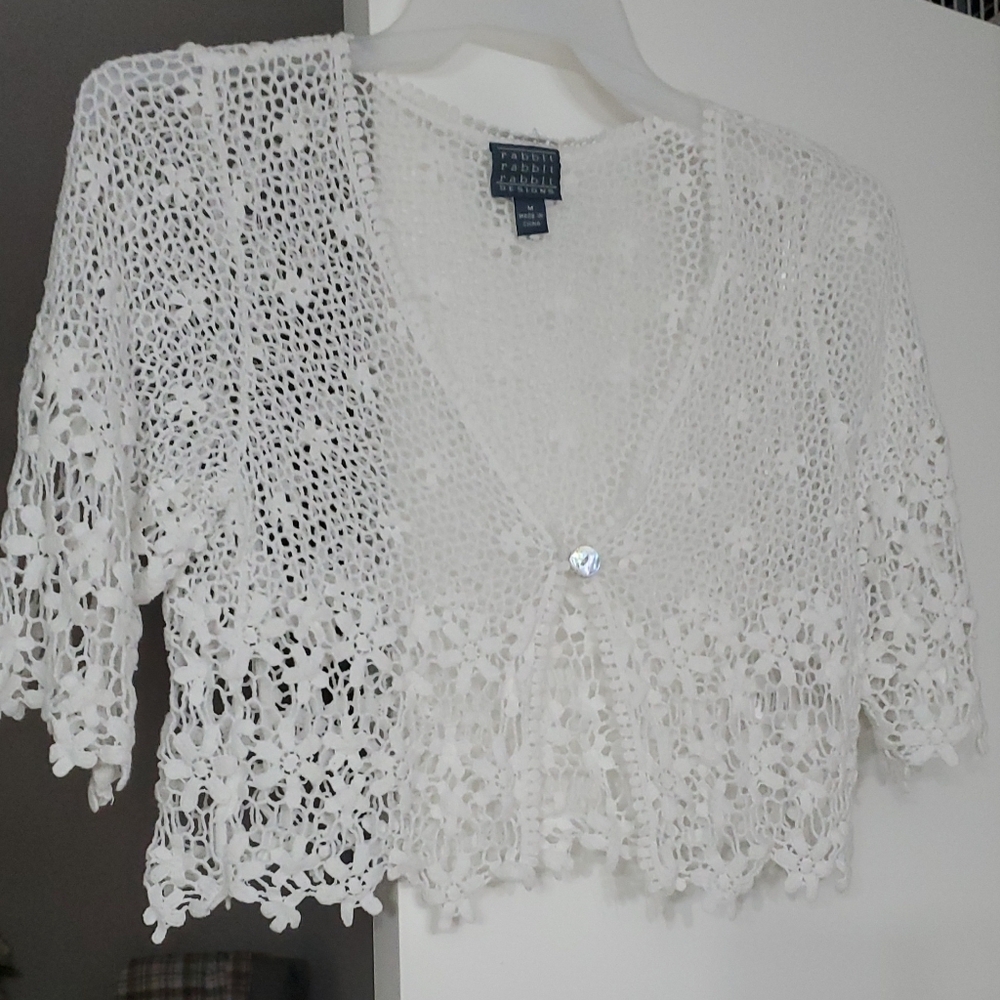 Farrell Crochet White Sweater